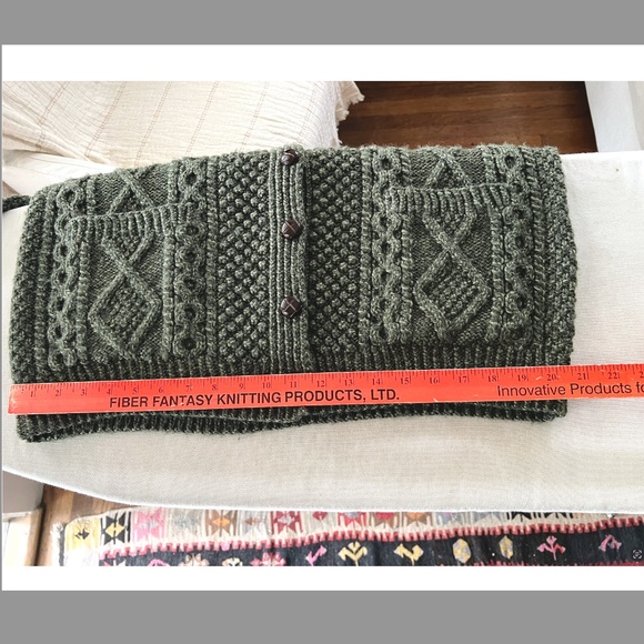 Women's Olive Cable Knit Cardigan - Picture 7 of 9